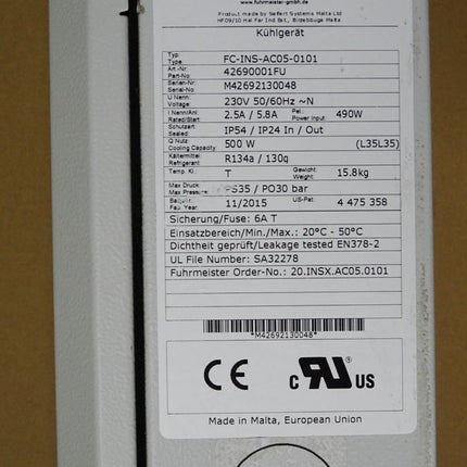 Fuhrmeister FC-INS-AC05-0101 Schaltschrankkühlgerät Nutzkühlleistung 500W