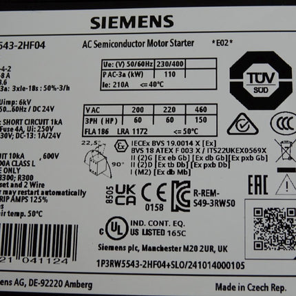 Siemens Failsafe Soft Starter 3RW5543-2HF04 / Unbenutzt