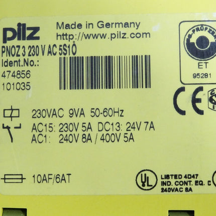 Pilz Sicherheitsrelais 474856 PNOZ 3 230VAC 5S 1Ö / Neuwertig - Maranos.de