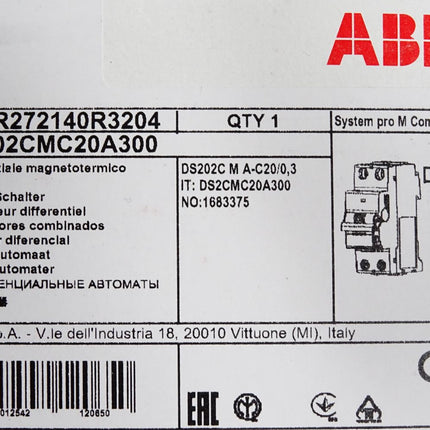 ABB FI/LS-Schalter 2CSR272140R3204 DS202CMC20A300 / Neu OVP - Maranos.de