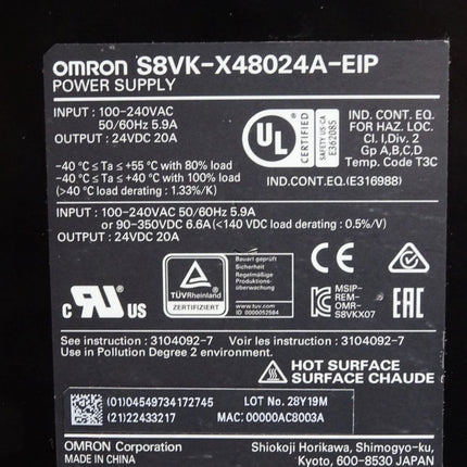 Omron Power Supply S8VK-X48024A-EIP - Maranos.de