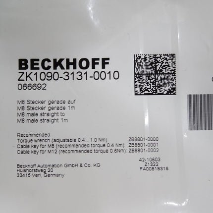 Beckhoff Kabel ZK1090-3131-0010 / Neu OVP - Maranos.de