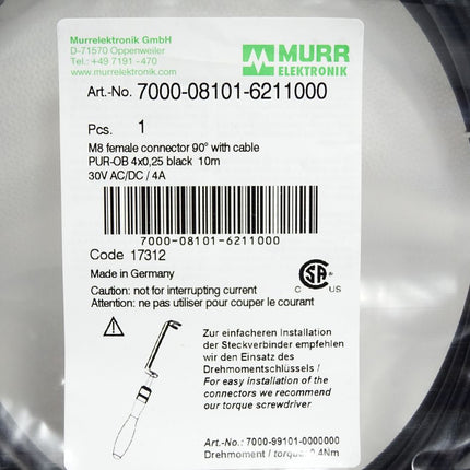 Murr Elektronik Kabel 7000-08101-6211000 / Neu OVP - Maranos.de