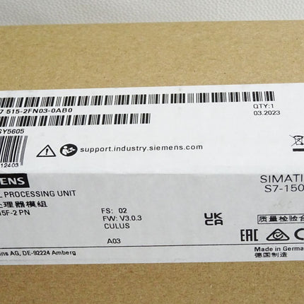 Siemens CPU1515F-2 PN 6ES7515-2FN03-0AB0 6ES7 515-2FN03-0AB0 Neu OVP versiegelt