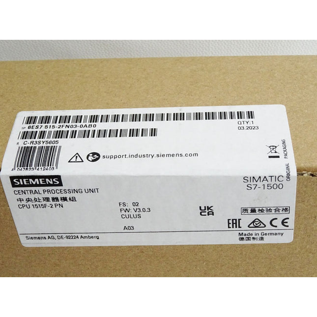 Siemens CPU1515F-2 PN 6ES7515-2FN03-0AB0 6ES7 515-2FN03-0AB0 Neu OVP versiegelt