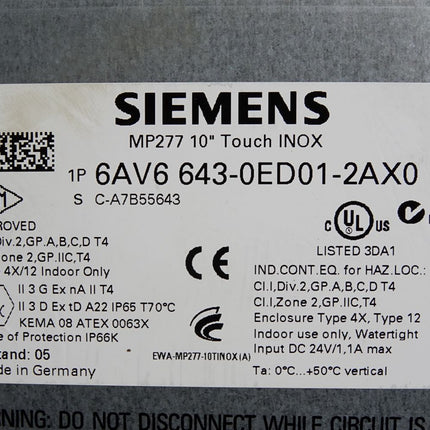 Siemens MP277 Panel 10" 6AV6643-0ED01-2AX0 6AV6 643-0ED01-2AX0 - Maranos.de