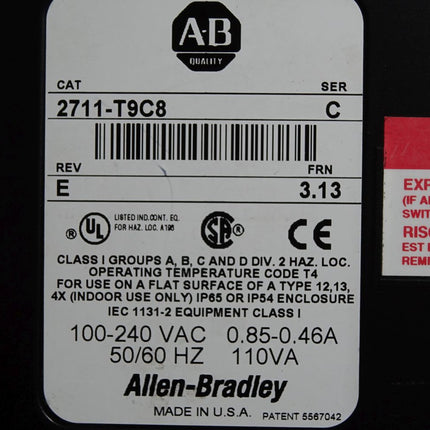 Allen Bradley 2711-T9C8 PanelView 900 Standard Operator Terminal - Maranos.de
