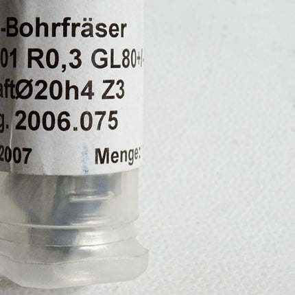 Jersa VHM Bohrfräser 12,5+/-0.01 R0,3 GL80+/-5 20h4 Z3 2006.075