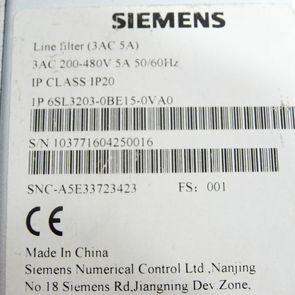 Siemens Line Filter 6SL3203-0BE15-0VA0 - Maranos.de