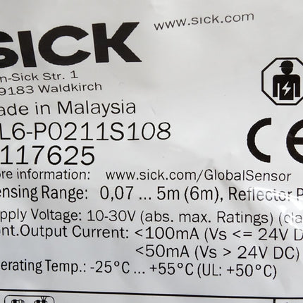 Sick Photoelectric Sensor 1117625 GL6-P0211S108 / Neu OVP