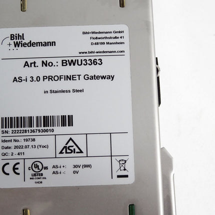 Bihl+Wiedemann SS-i 3.0 PROFINET Gateway BWU3363 / Neuwertig OVP