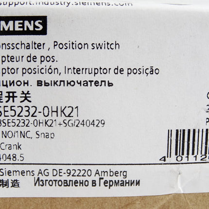 Siemens Positionsschalter 3SE5232-0HK21 / Neu OVP - Maranos.de