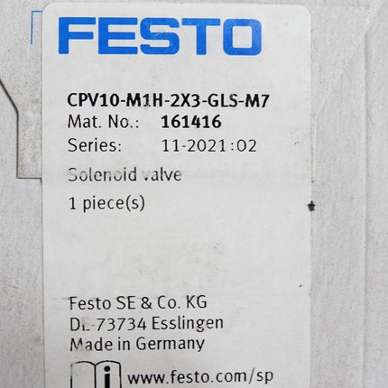 Festo 161416 CPV10-M1H-2X3-GLS-M7 Magnetventil / Neu OVP versiegelt - Maranos.de