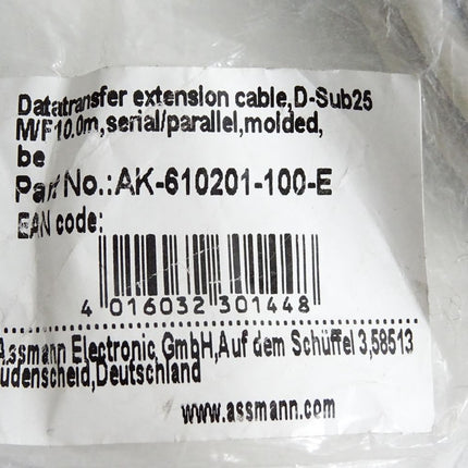 Assmann AK-610201-100-E Datatransfer Verlängerungskabel D-Sub25 / Neu OVP - Maranos.de