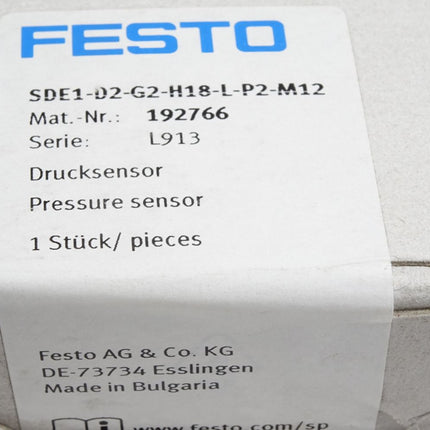 Festo 192766 SDE1-D2-G2-H18-L-P2-M12 Drucksensor / Neu OVP versiegelt - Maranos.de