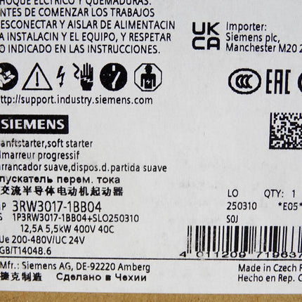 Siemens Sanftstarter 3RW3017-1BB04 / Neu OVP - Maranos.de