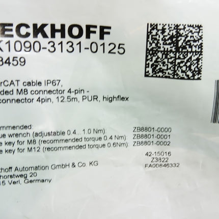 Beckhoff ZK1090-3131-0125 12.5m EtherCAT-Leitung / Neu OVP - Maranos.de