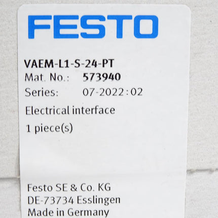 Festo 573940 Elektrik-Anschaltung VAEM-L1-S-24-PT / Neu OVP versiegelt - Maranos.de