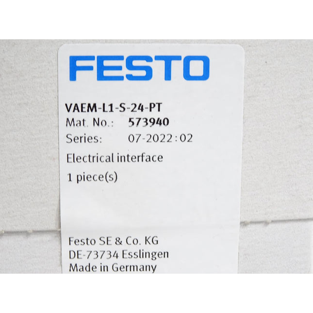 Festo 573940 Elektrik-Anschaltung VAEM-L1-S-24-PT / Neu OVP versiegelt - Maranos.de