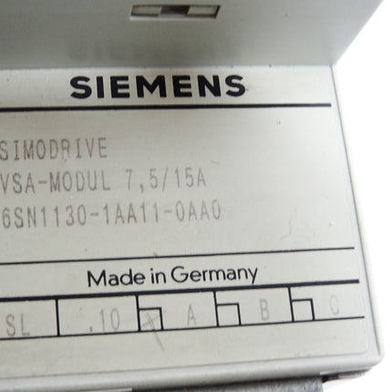 Siemens Simodrive VSA-Modul 7,5/15A 6SN1130-1AA11-0AA0 Version A
