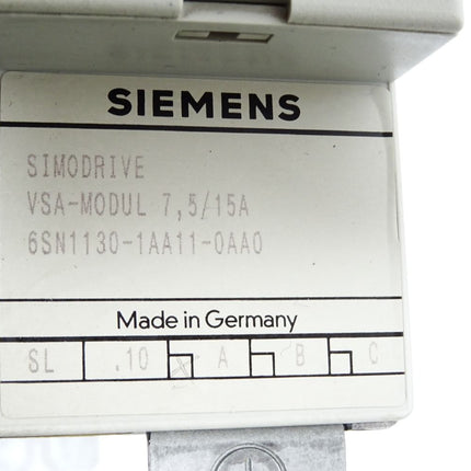 Siemens Simodrive VSA-Modul 7,5/15A 6SN1130-1AA11-0AA0 Version A