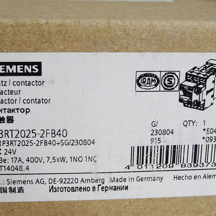 Siemens Schütz 3RT2025-2FB40 / Neu OVP - Maranos.de