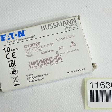 Eaton Bussmann C10G20 20A gG 500VAC / Inhalt:10 Sicherungen / Neu OVP - Maranos.de
