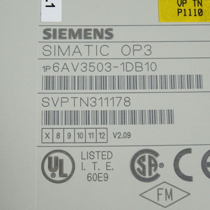 Siemens OP3 Panel 6AV3503-1DB10 6AV3 503-1DB10