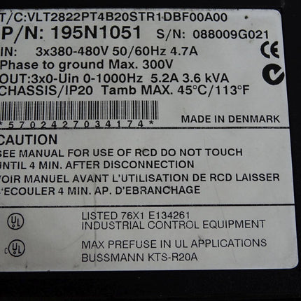 Danfoss 195N1051 VLT2822PT4B20STR1DBF00A00C0 VLT 2800 Serie 2.2kW - Maranos.de