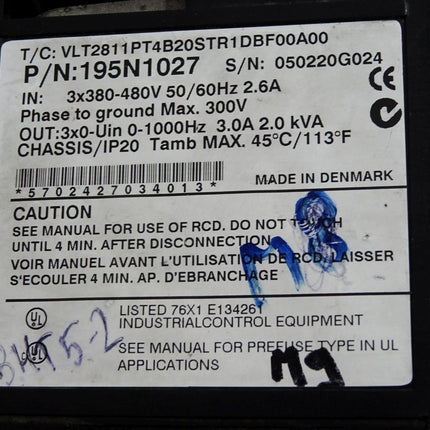 Danfoss 195N1027 VLT2811PT4B20STR1DBF00A00C0 VLT 2800 Serie 1.1kW - Maranos.de