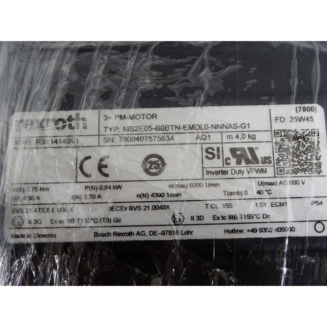 Rexroth Servomotor R911414991 MS2E05-B0BTN-EMDL0-NNNAS-G1 0.21kW 5760/min / Neu