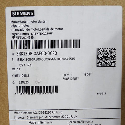 Siemens Motorstarter 3RK1308-0AE00-0CP0 / Neu OVP - Maranos.de