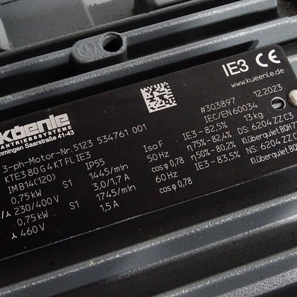 Küenle Drehstrom KTE380G4KTFLIE3 0.75kW 1445/min  / Unbenutzt - Maranos.de