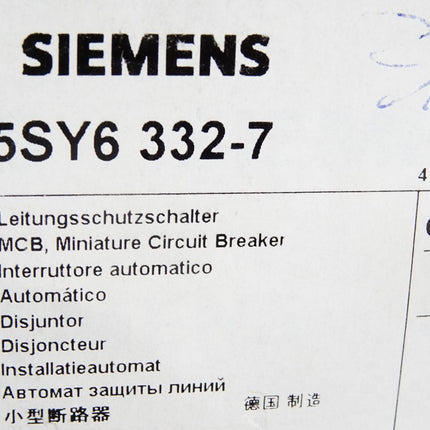 Siemens Leitungsschutzschalter 5SY6332-7 MCB C32 / Neu OVP - Maranos.de