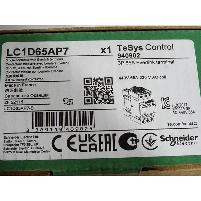 Schneider Electric TeSys Leistungsschütz LC1D65AP7 30kW 65A / Neu OVP