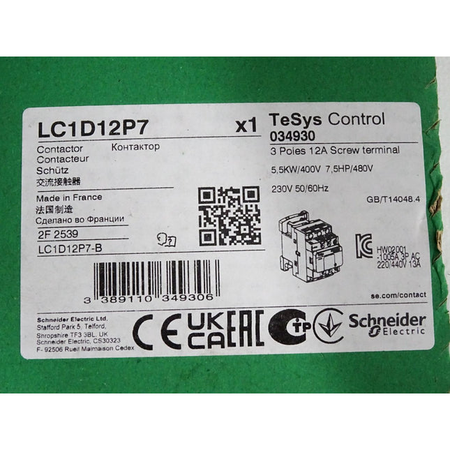 Schneider Electric LC1D12P7 Schütz 5.5kW 12A / Neu OVP