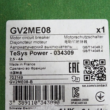 Schneider Electric GV2ME08 Motorschutzschalter TeSys / Neu OVP