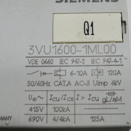 Siemens Leistungsschalter 3VU1600-1ML00 6-10A