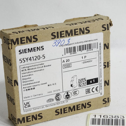 Siemens Leitungsschutzschalter 5SY4120-5 MCB A20 / Neu OVP - Maranos.de
