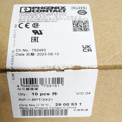 Phoenix Contact 2900931 RIF-1-BPT/2X21 Relaissockel / Inhalt:10 Stück / Neu OVP - Maranos.de