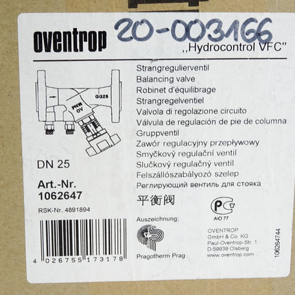 Oventrop Hydrocontrol VFC Strangregulierventil 1062647 / Neu OVP versiegelt - Maranos.de