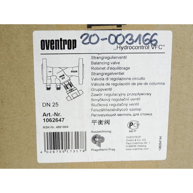 Oventrop Hydrocontrol VFC Strangregulierventil 1062647 / Neu OVP versiegelt - Maranos.de