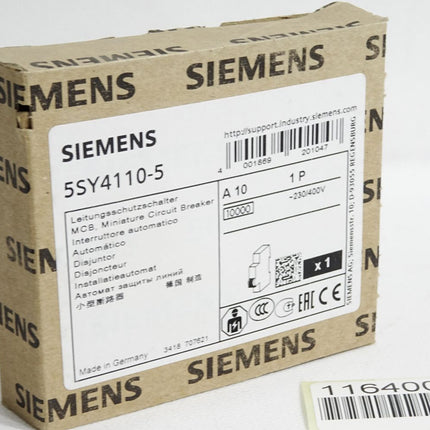 Siemens Leitungsschutzschalter 5SY4110-5 MCB A10 / Neu OVP - Maranos.de