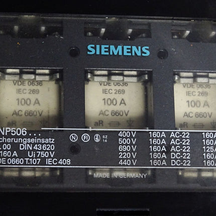 Siemens 3NP506 Sicherungseinsatz Gr.00 160A Sitor 3NE8021 100A 660VAC