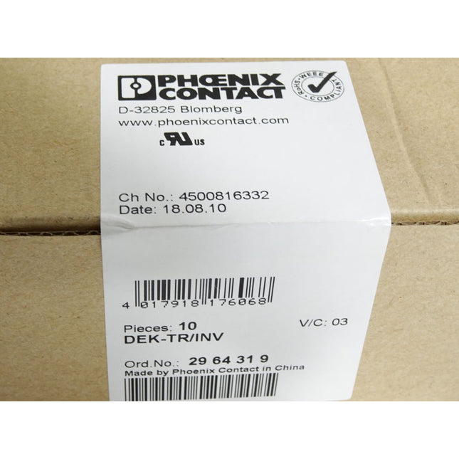 Phoenix Contact 2964319 DEK-TR/INV / Inhalt:10 Stück / Neu OVP versiegelt - Maranos.de