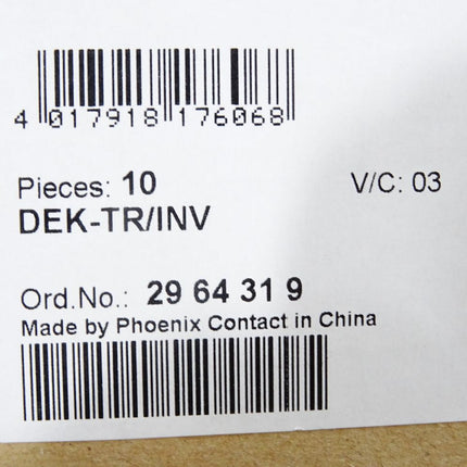 Phoenix Contact 2964319 DEK-TR/INV / Inhalt:10 Stück / Neu OVP - Maranos.de