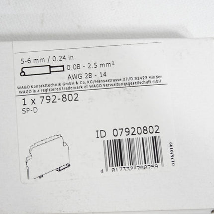 Wago 792-802 Überspannungsschutzmodul / Neu OVP - Maranos.de