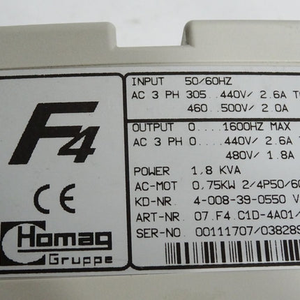 KEB Combivert F4 07.F4.C1D-4A01/1.4 0.75kW - Frontabdeckung fehlt - Maranos.de