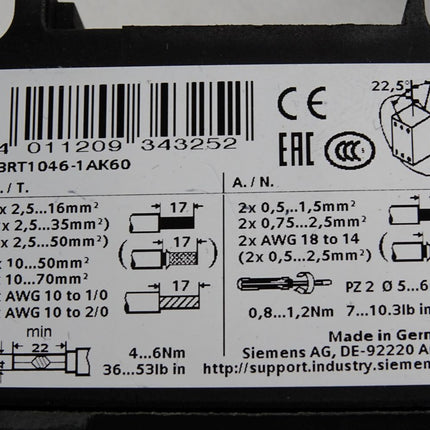 Siemens Sirius Leistungsschütz 3RT1046-1AK60 - Maranos.de
