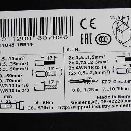 Siemens Sirius Leistungsschütz 3RT1045-1BB44 - Maranos.de